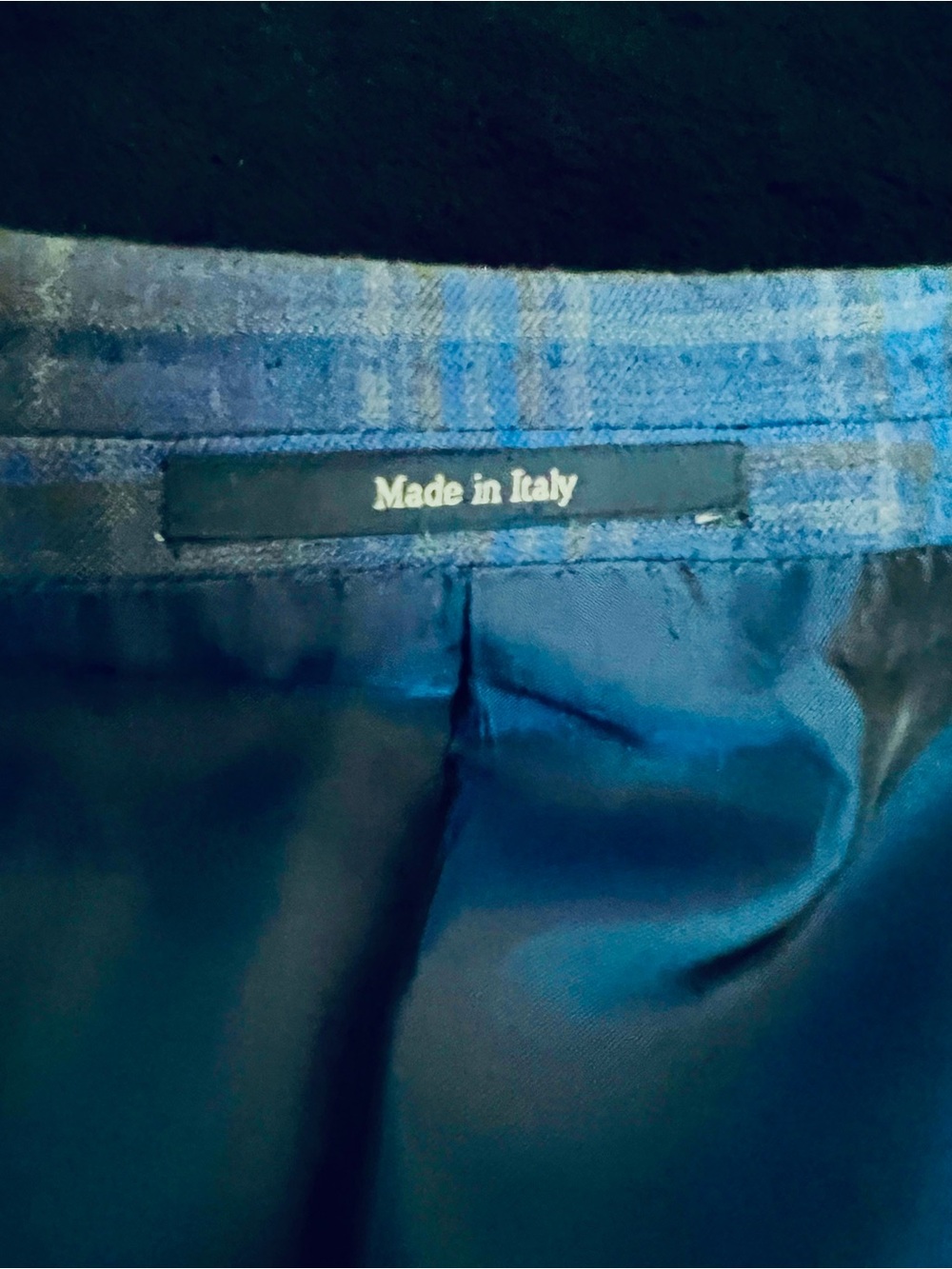 Ermenegildo Zegna Made in Italy Blue Plaid Sport Coat with Subtle Tan Windowpane - Picture 7 of 14